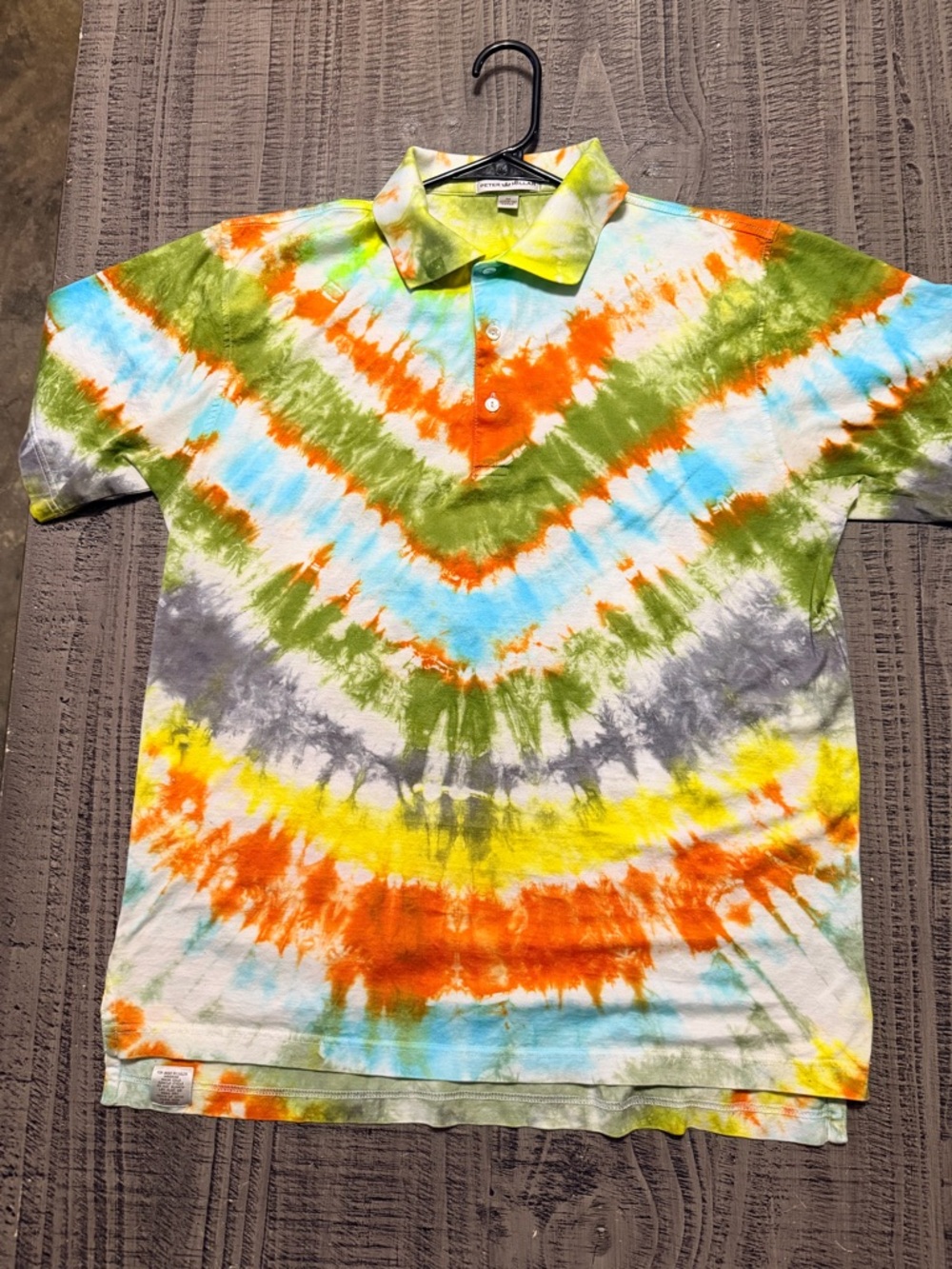 Peter Millar Multicolor Tie-Dye Polo — Green, Orange, Blue, Yellow